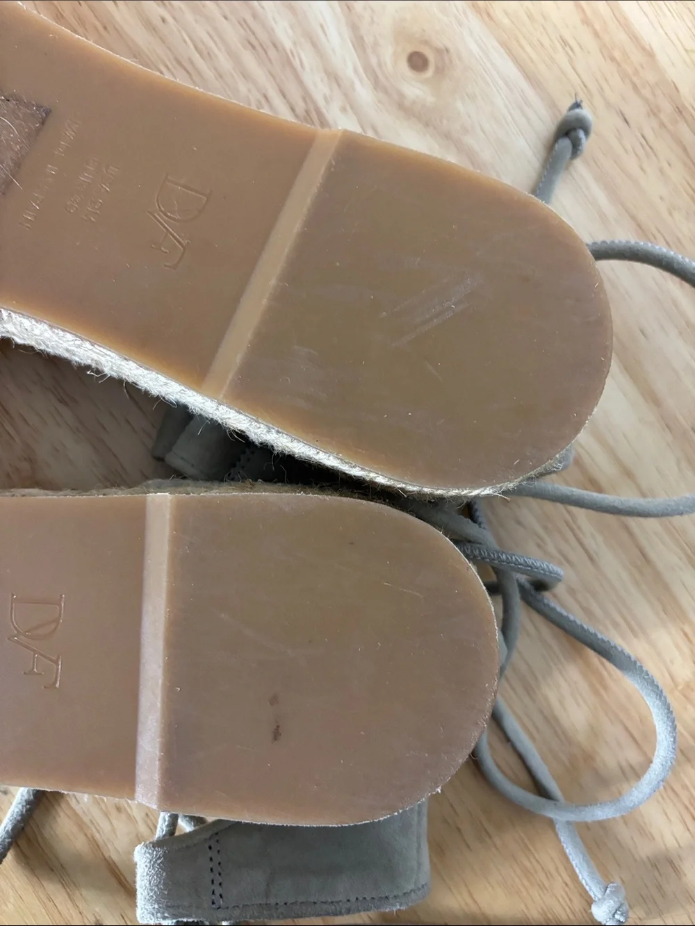 Diane Von Furstenberg Dakota Suede Gladiator Espadrille Taupe Sandals Size 9